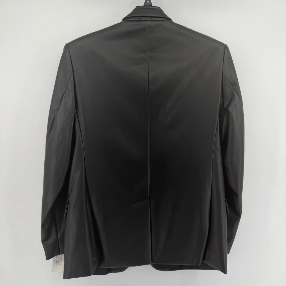 J.Ferrar Blazer Mens Medium Black Faux Leather Slim Fit Sport Coat 552-0786 New